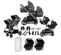 Puggle Memphis 2-in-1 Duo Double Twin Travel System with 2 Safe Fit i-Size R129 Car Seats - Platinum Grey