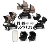 Puggle Memphis 2-in-1 Duo Double Twin Travel System with 2 Safe Fit i-Size R129 Car Seats - Truffle