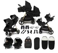 Puggle Memphis 2-in-1 Duo Twin Special Edition Travel System with Car Seats & Accessories-Midnight Black/Gold