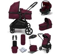 Puggle Monaco XT 2-in-1 i-Size R129 Travel System with ISOFIX Base, Footmuff & Changing Bag - Burgundy