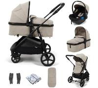 Puggle Monaco XT 2-in-1 Pram & Pushchair Travel System (Cashmere) | Complete Baby Travel System with Group 0+ Infant Car Seat, Carrycot-to-Pushchair Conversion & Reversible Seat