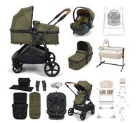 Puggle Monaco XT 2-in-1 Travel System with 2 Car Seats 13-Piece Bundle - Forest Green