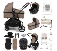 Puggle Monaco XT 2-in-1 Travel System with 2 Car Seats 13-Piece Bundle - Truffle