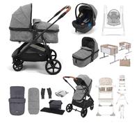 Puggle Monaco XT 2-in-1 Travel System with Car Seat 12-Piece Everything You Need Bundle - Graphite Grey