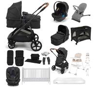 Puggle Monaco XT 2-in-1 Travel System with Cot & Mattress 15-Piece Everything You Need Bundle - Storm Black