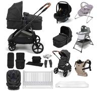 Puggle Monaco XT i-Size Travel System with Henbury Cot Bed & Mattress 15-Piece Bundle - Storm Black