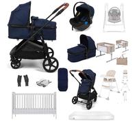 Puggle Monaco XT Travel System with Cot & Mattress Everything You Need 11-Piece Bundle - Navy