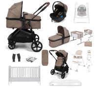 Puggle Monaco XT Travel System with Cot & Mattress Everything You Need 11-Piece Bundle - Truffle