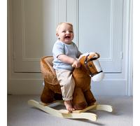 Puggle Plush Wooden Rocking Horse Seat with Sounds - Brown (12 Months - 3 Years)