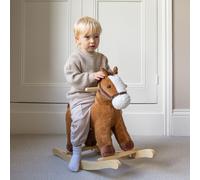 Puggle Plush Wooden Rocking Horse with Sounds - Brown (18 Months - 3 Years)
