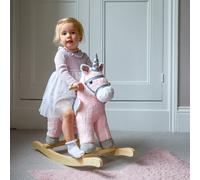 Puggle Plush Wooden Rocking Pegasus Horse with Sounds - Pink (18 Months - 3 Years)