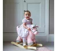 Puggle Plush Wooden Rocking Unicorn Seat with Sounds - Pink (12 Months - 3 Years)