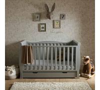Puggle Prestbury Classic Deluxe Sleigh Cot Bed & Drawer with 10cm Maxi Air Cool Sprung Mattress - Classic Grey