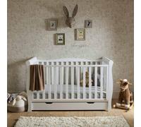 Puggle Prestbury Imperial Luxe Sleigh Cot Bed & Drawer with Maxi Air Cool Sprung Mattress - Classic White