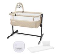 Puggle Sleepy Rocking Bedside Crib with Fitted Sheet & Sound Box with Nightlight and Vibration - Cashmere
