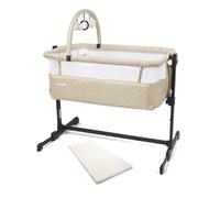 Puggle Sleepy Rocking Bedside Crib with Toy Bar - Cashmere