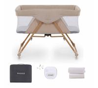 Puggle Sleepy XL Folding Bedside Rocking Crib 6-Piece Bundle - Cashmere