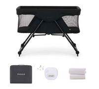 Puggle Sleepy XL Folding Bedside Rocking Crib 6-Piece Bundle - Midnight Black