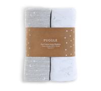 Puggle To The Moon & Back 2-Piece Pure Cotton Jersey Blankets - White/Grey