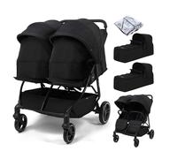 Puggle Urban City Easyfold Twin Double Pushchair with 2 Soft Carrycots - Storm Black