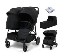 Puggle Urban City Easyfold Twin Double Pushchair With Soft Carrycot - Storm Black