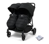 Puggle Urban City Easyfold Twin Pushchair with Footmuffs - Storm Black