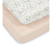 Puggle Vintage Blossom 2-Piece Pure Cotton Jersey Cot Bed Fitted Sheets - Blossom Pink/White
