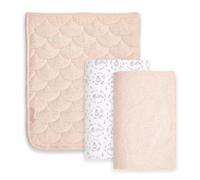 Puggle Vintage Blossom 3-Piece Pure Cotton Jersey Cot Bed Bedding Set - Blossom Pink/White