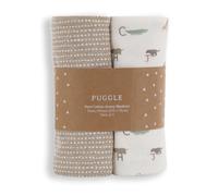 Puggle Wild At Heart 2-Piece Pure Cotton Jersey Blankets - Safari/Latte