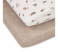 Puggle Wild At Heart 2-Piece Pure Cotton Jersey Cot Fitted Sheets - Safari/Latte