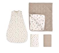 Puggle Wild At Heart 4-Piece Bundle with Cot Bedding Set & Sleeping Bag - Safari/Latte