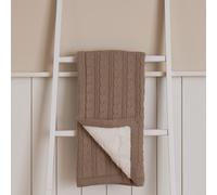 Puggle Wild At Heart Cable Knit Sherpa Fleece Baby Pram Blanket - Latte