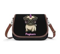 Pugicorn Crossbody Bag Womens Handbag PU Message Bags Shoulder Purse with Adjustable Strap