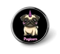 Pugicorn Round Brooch Pins Badge Printed Button Tie Lapel Backpack Pin Decoration for Women Men