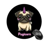Pugicorn Round Mouse Mat 20CM Desk Pad Non-Slip Rubber Gaming Mousepad Desktop Mousemat