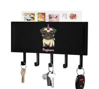 Pugicorn Wall Mounted Key Holder with 5 Key Hooks Hanging Mail Organizer Rack for Entryway
