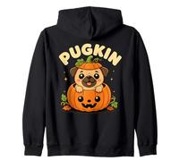 Pugkin Halloween Pug Pumpkin Pun Cute Dog Fall Zip Hoodie