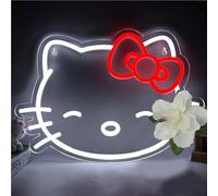 Pugna Hello Kitty Neon Sign for Wall Decoration, 11.5" x 16.1" Acrylic Rectangular Wall Mount Sign