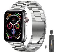 PUGO TOP Stainless Steel Band Compatible with Apple Watch Ultra 3-1(49mm)& Series 11-1 SE3-1(46/45/44/42/41/40/38mm), Metal Strap for Men, Heavy Duty iWatch Bracelet, No Hair Pinching, Tool Included