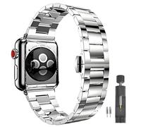 PUGO TOP Stainless Steel Band Compatible with Apple Watch Ultra 3-1(49mm)& Series 11-1 SE3-1(46/45/44/42/41/40/38mm), Metal Strap for Men, Heavy Duty iWatch Bracelet, No Hair Pinching, Tool Included