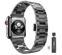 PUGO TOP Stainless Steel Band for Apple Watch Ultra 4-1 Series 12-1 SE | Compatible with 49/46/45/44/42/41/40/38mm, Professional Office Dressy Metal iWatch Strap for Men, No-hair-pinning Links