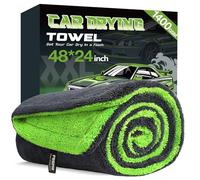 PUGPIU Microfiber Car Drying Towel Extra Large Super Absorbent 48"X24", 1400 GSM Flash Detail Car Wash Drying Towel Edgeless with Two Sided Soft Twisted-Loop, No Water Spots Streaks for Cars (Green)