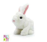 Pugs at Play Hopper Jumping Rabbit Interactive Plush Toy in White Pugs at Play White