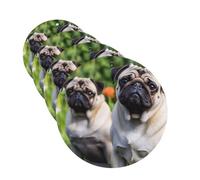 Pugs in the garden Car Air Freshener Cards Set of 4 Pieces Long Lasting Hanging Scented Cards Auto Aromatherapy Tablets Personalized Car Fresheners Gifts for Men Women - Lavender Scent