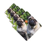 Pugs in the garden Car Air Freshener Cards Set of 4 Pieces Long Lasting Hanging Scented Cards Auto Aromatherapy Tablets Personalized Car Fresheners Gifts for Men Women - Lavender Scent