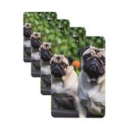 Pugs in the garden Car Air Freshener Cards Set of 4 Pieces Long Lasting Hanging Scented Cards Auto Aromatherapy Tablets Personalized Car Fresheners Gifts for Men Women - Lavender Scent