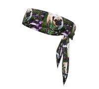 Pugs In The Garden Printing One-Pack Tie Headbands Moisture Wicking Athletic Sports Head Band For Men And Women