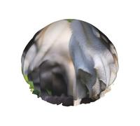 Pugs in the garden Shower Cap Reusable Elastic Bath Caps Waterproof Bath Hair Hat for Women Men Spa Salon Large Shower Bonnet Double Layer Bathing Hair Cap for Long Hair, Braids