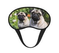 Pugs in The Garden Sleep Mask for Side Sleeper, Blackout Sleeping Eye Mask, Soft Breathable Eye Cover for Women Men Travel Eyeshade, Relaxing Zero Pressure Night Blindfold