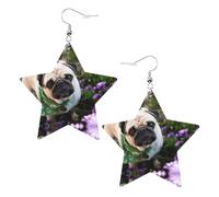 pugs in the garden Women's Fashion Earrings, Celestial Dangle Earrings, Star Shape Jewelry for a Versatile
